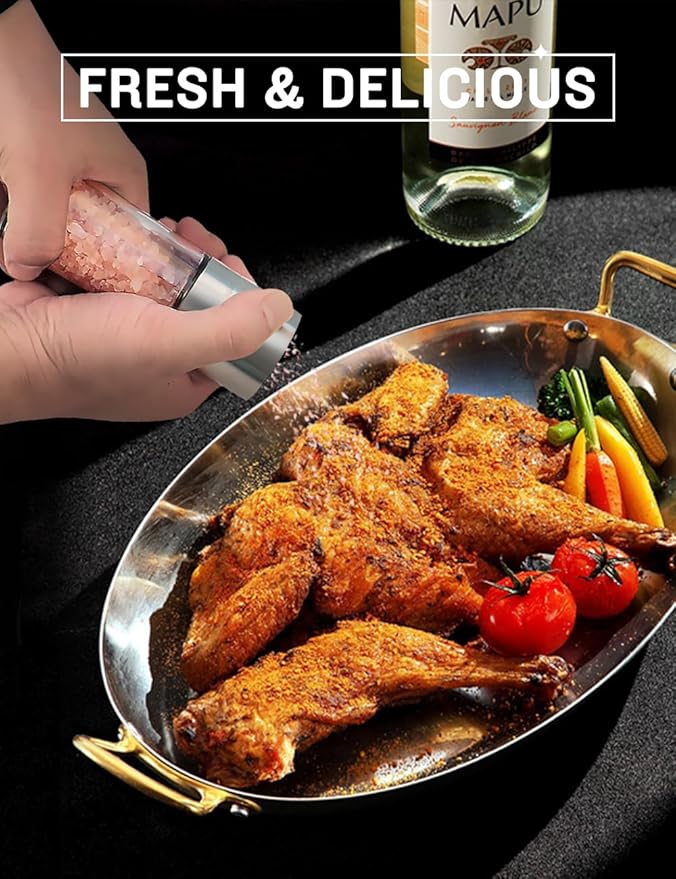 Gulex® Salt and Pepper Grinder Set, Pepper Mill, Sea Salt Shaker Grinder Refillable, Adjustable Coarseness, Stainless Steel with Ceramic Rotor(Seasoning not included)