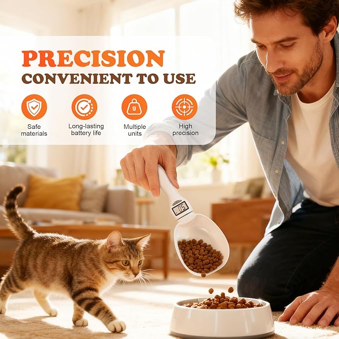 Digital Measuring Spoon Scale, Electronic Food Measuring Spoon, High-Precision 800g/0.1g with LCD Screen, Grams and Ounces, for Cooking, Baking, Dog Cat
