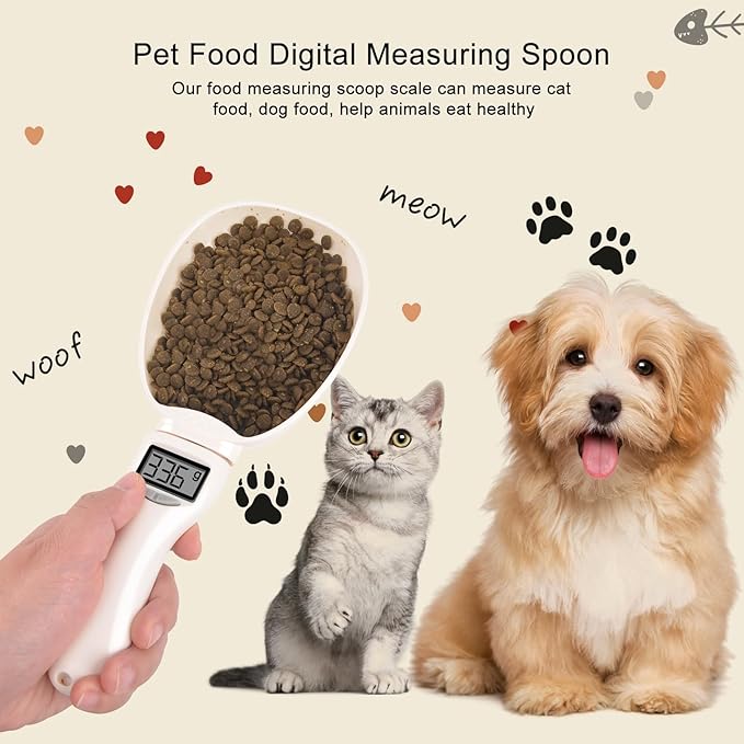 Digital Measuring Spoon, Weighing Food Measuring Scoop Scale, LCD Electronic Food Scale for Kitchen Gadget, Baking Cooking Coffee, Pet Dog Cat Food, High Precision Grams Measuring Cup, Mom Gifts