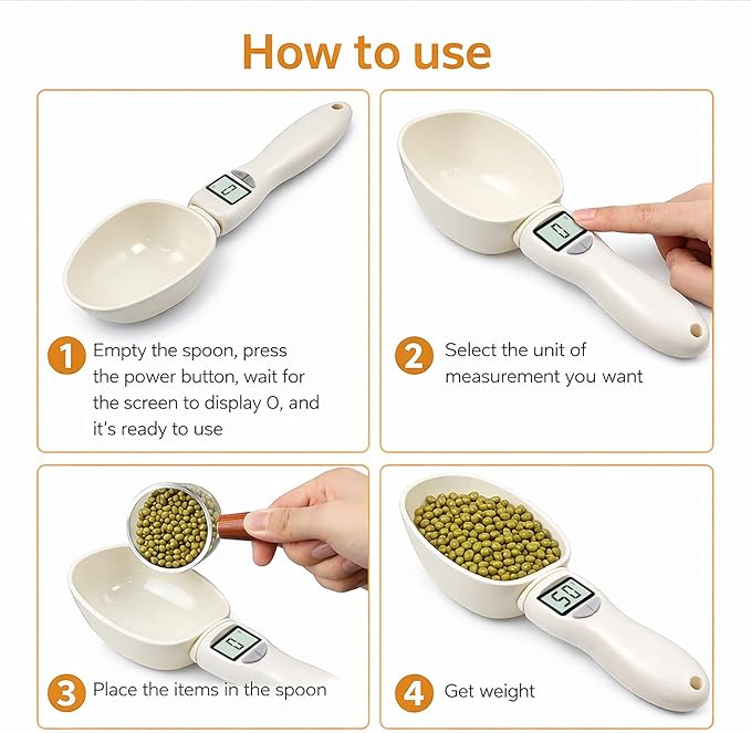 Digital Measuring Spoon - 800g/1g High Precision Kitchen Electronic Food Scale & Cup, Grams Ounces Conversion, Nutritional Calculator for Cooking & Baking, Portable Weighing Tool