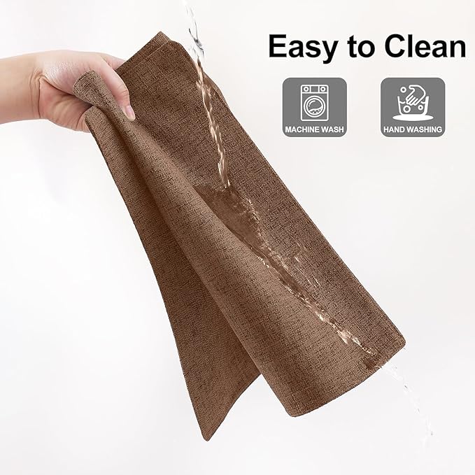 Homaxy Cloths Placemats for Dining Table Set of 6, Heat Resistant Washable Cotton Linen Blend Table Mats, Easy to Clean Place Mats for Indoor Outdoor Party Kitchen Decoration, 13" x 19", Brown
