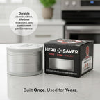 HerbSaver 2.5 Inch Aluminum Spice Grinder – Manual Kitchen Grinder with Sharp Teeth, Magnetic Lid, Matte Finish for Pepper, Salt and Seasonings (Silver)