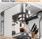 atatix Espresso Machine, 20 Bar Compact Espresso Coffee Machine with Milk Frother, Stainless Steel Coffee Maker with 44oz Removable Water Tank & Fast Heat System for Cappuccino, Latte