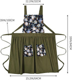 Pinknoke Vintage Pinafore Apron Dress for Women with Pockets Cute Floral Chef Aprons for Kitchen Cooking Baking Gardening