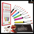 Smores Sticks For Fire Pit - Marshmallow Roasting Sticks For Campfire, Rotating Smore Sticks Set of 6 - Safe, Fun Telescoping Multicolored 34 Inch Hot Dog Sticks - SUMPRI Long Camping Skewers
