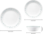 Corelle Dinnerware Set (12pc Set, Country Cottage)-Dinner Set for 4 4 x: Dinner Plates, Side Plates & Bowls 3 X More Durable, Half The Space & Weight of Ceramic up to 80% Recycled Glass, 1146844
