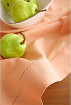 Solino Home Cotton Linen Napkins Set of 4 - Hemstitch Peach Bloom Dinner Napkins Cloth 20 x 20 Inch for Valentines - Handcrafted and Machine Washable