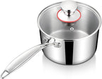 Homikit 3QT Saucepan with Lid, Tri-Ply Stainless Steel Sauce Pan, Induction Cooking Pot with Ergonomic Handle, Small Pot for Cooking, Warming Milk, Boiling Eggs, Dishwasher Safe