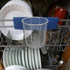 Cabilock Dishwasher Chopstick Basket with Hooks, Stainless Steel Kitchen Utensil Holder, Cutlery Organizer for Chopsticks Spoons Forks Straws, Small Hanging Silverware Drying Rack