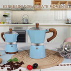 Aluminum 6 Cup 300ml Moka Pot Express Coffee Maker Stovetop Espresso Colorful Coffeemaker Italian Classic Style Brewing Greca Cafe Mocha Machine for Cafeteras Lover Camping Travel and Home Use 10oz