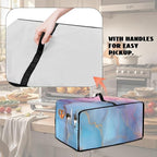 Marble Print Toaster Oven Cover, Heavy Duty Heat-Resistant Air Fryer Cover for Kitchen Counter, Small Appliances Dust Slipcovers, Blue Pink Gold, (Large-18.5*22.5*12.99 inches)