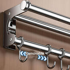 Hanging Wall Mount Knife Wall Mount,Kitchen Utensil Hanger,Space-Saving Kitchen Utensil Rack with Hooks,Kitchen Storage Shelf for Utensils Spatula Spoon, Easy to Clean (Silver, 50CM+10Hook)