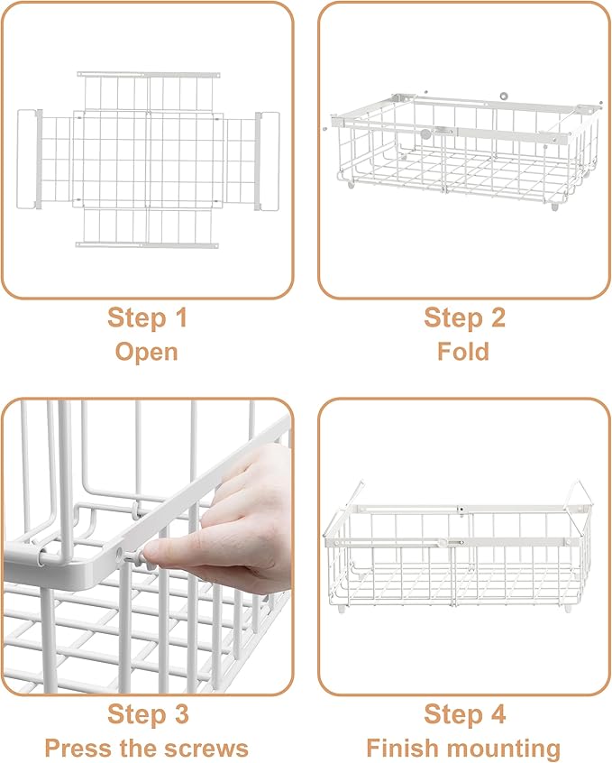 UMDONX 4 Pack Expandable Freezer Organizer Bins Large Freezer organizer Bins Stackable 11.4" Expand to 17.9", Fit 10 to 20 Cu.FT Black