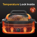 24 Quart Electric Roaster Oven with Visible & Self-Basting Lid, Large Turkey Roaster with Defrost Warm Function, Adjustable Temperature, Removable Pan Rack, Stainless Steel