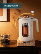INTASTING Electric Tea Kettle, Electric Kettle with Tea Infuser, ±1℉ Knob Temperature Control, BPA-Free Glass, 1200W Fast Heating, Easy to Clean, 1 Liter (Cream White)