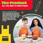 MasterChef Junior Pizza Cooking Set - 5 Pc Kit Includes Real Cookware for Kids w Recipes, Board, Roller - Make Homemade Pizza, Birthday