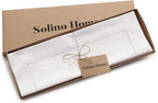 Solino Home White Placemats Set of 4 - Cotton Linen Hemstitch Placemats 14 x 19 Inch for Winter, Valentines, Holiday, New Year