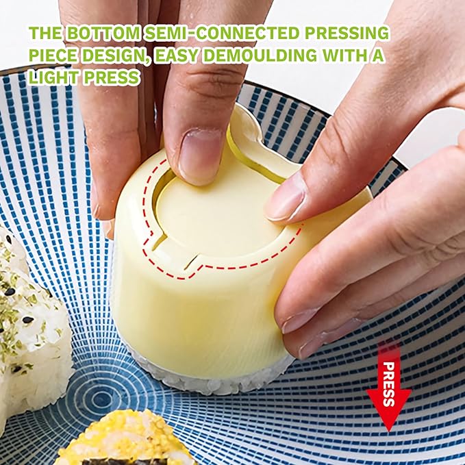 3 Pack Rice Ball Mold, Sushi Mold Diy Sushi Cooking Tools For Japanese Boxed Meal Children Bento,Kitchen Tools Sushi Plates Rice Ball Mold Non Stick Sushi Rice Making Kit (Yellow, Bear)