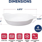 HIC Kitchen Round Au Gratin Baking Dish Set, Fine Porcelain, 4-Ounce, Set of 6
