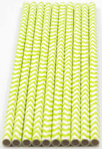 Pack of 900 Green Chevron Biodegradable 4-Ply Paper Drinking Straws (Compostable, Non-toxic, BPA-free)