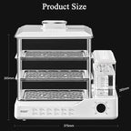 800W Food Steamer, 3 Tier Electric Steamer, with 24L Capacity, Touch Screen Display, 12H Appointment, Independent Water Tank, for All Homes