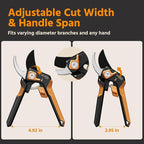 PrunePro Pruning Shears for Gardening Professional Bypass Hand Pruner Stainless Steel Sharp Blade Garden Scissors Plant Flower Garden Clipper Orange 1 Pack