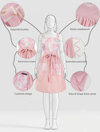 Pinknoke Vintage Pinafore Apron Dress for Women with Pockets Cute Floral Chef Aprons for Kitchen Cooking Baking Gardening
