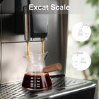 Joeyan 6 oz Glass Measuring Cup with Double Spouts,Clear Borosilicate Espresso Shot Glasses with Wooden Handle,Milk Creamer Frothing Pitcher Barista Coffee Carafe