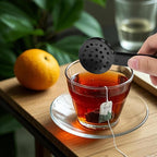 Tea Bag Squeezer Tongs, Stainless Steel Teabag Strainer Dispenser Gripper Picker Accessories for Tea Drinkers Gifts(Black)