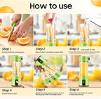 Portable Blender for Smoothies & Shakes - Cordless Personal Size Blender with 6 Blades, 380Ml Juice Cup, Lightweight & Rechargeable, Freshly Squeezed for Picnic/Sports/Office