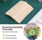 Wooden Coffee Stirrers Individually Wrapped 5.5" Coffee Stir Sticks 500 Pcs, Natural Birch Round End Thick Birch Wood Eco-Friendly Suitable for Coffee, Cocktail and Hot Drinks