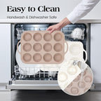 Vinino 2Packs Silicone Muffin Pans for Baking with Metal Reinforced Frame, 12 Cups Regular and 6 Cups Jumbo Nonstick Cupcake Pan, BPA Free Oven Dishwasher Safe Baking Mold for Muffins Cupcakes