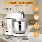 ZACME 8.4QT Commercial Stand Mixer 800W with Aluminum Die Casting Meets the Standard of NSF/ANSI 8-2023, Mixers Kitchen Electric Stand Mixer with Stainless Steel 8L Bowl, Dough Hook, Whisk and Beater