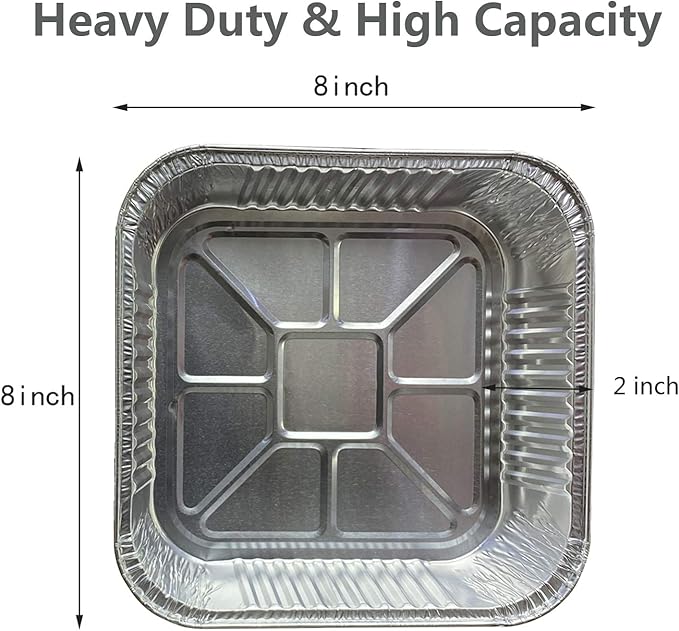 Waytiffer 25pack- 8 x 8 Aluminum foil Pans Disposable Heavy Duty Square baking Cake Pan, Cooking Tins Homemade Breads Oven Pans,Foil Pan, Baking pan Roasting