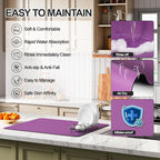 Ecotrim - Dish Drying Mat for Kitchen Counter | Coffee Bar Mat for Countertops | Heat Resistant Drainer Mat with Non-slip Rubber Backed | Hide Stain Kitchen Absorbent Draining Mat | Purple 16"x20"
