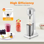 Electric Drink Mixer, Restaurant-Quality Retro Milkshake Maker & Milk Frother with 2 Speeds and 17 oz. Stainless Steel Cup, Smoothie Ice Cream Mixer for Commercial and Home
