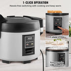 VEVOR Commercial Rice Cooker, 45-Cup Rice Cooker, 9.51 Qt / 9 Liter Large Rice Cooker and Warmer with Nonstick Inner Pot, Fast Cooking and 12-Hour Keep Warm, with Rice Cup and Paddle, for Restaurant
