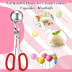 Yinkin Cake Pop Mold Sticks and Wrappers Cake Pop Kit Set Include 100 Parcel Bags 100 Papery Treat Sticks Metallic Twist Ties Scooper Ball Maker Lollipop Tools for Candy Chocolates and Cookies(Red)