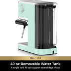 CHULUX Slim Espresso Machine with Milk Frother, 20 Bar Professional Italian Pump Espresso Coffee Machine for Home Cappuccino & Latte Maker, Stainless Steel, Pastel Green