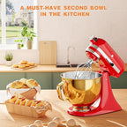 5 QT Food-Grade Stainless Steel Mixer Bowl Compatible With KITCHENAID TILT-HEAD STAND MIXERS 4.5-5 Quart, with Anti-slip handle & Prominent Clasp, Stainless Steel Polished, Gold