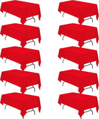 BRILLMAX 10 Pack Red Tablecloths for 6 Foot Rectangle Tables 60 x 102 Inch - 6ft Rectangular Bulk Linen Polyester Fabric Washable Cloth Cover for Wedding Reception Banquet Birthday Party