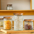 Adodeen 3-Pack 32oz Vintage Glass Jar With Lid, Glass Storage Containers, Airtight Kitchen Storage Containers For Sugar, Coffee, Tea, Spice, Flour, Candy Cookie, Pasta, Cereal