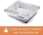 Findful (35 Pack) 8x8 Aluminum Pans with Clear Plastic Lids - Square Baking Cake Pans - Foil Pans with Lids - Disposable Food Containers Great for Cooking, Heating, Storing, Prepping Food
