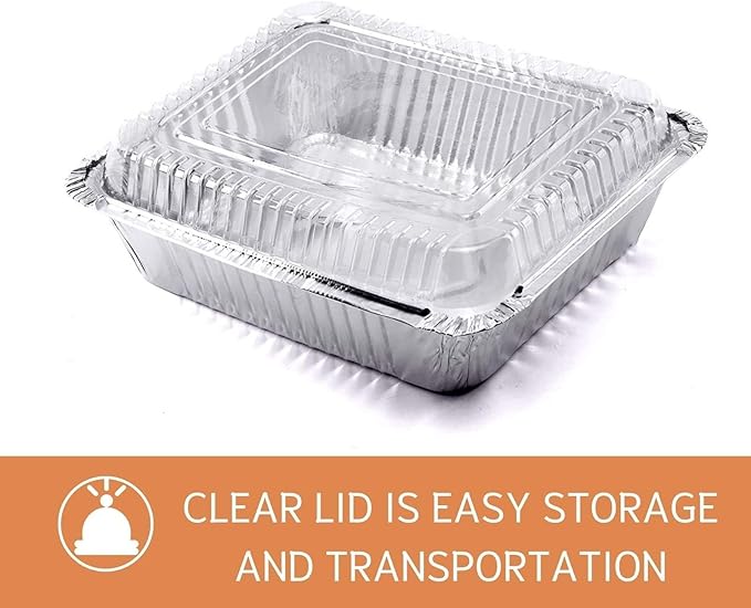 Findful (35 Pack) 8x8 Aluminum Pans with Clear Plastic Lids - Square Baking Cake Pans - Foil Pans with Lids - Disposable Food Containers Great for Cooking, Heating, Storing, Prepping Food