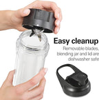 Hamilton Beach Go Sport Portable Blender For Smoothies With 20 Oz. Blend-In Personal Travel Jar, 600 Watt Motor And Stainless Steel Blades For Powerful Blending Performance, Black (51143G)