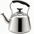 Lily's Home Whistling Tea Kettle for Stovetop, 2 Quart Stainless Steel Water Kettle with Loud Whistle, Cool-Touch Handle & Induction Compatible Base - For Gas, Electric, & Induction Cooktops