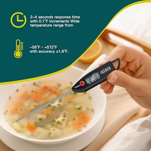 Copkim 3 Set Waterproof Food Thermometer for Water, Liquid, Candle and Cooking Digital Meat Thermometer with Long Probe Instant Read for Kitchen BBQ Grill Candy (Black)