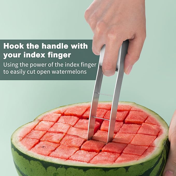 Watermelon Cutter Slicer,Stainless Steel Watermelon Cube Cutter Quickly Safe Watermelon Knife,Fun Fruit Knives Salad Melon Baller for Kitchen Gadget