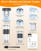 Smoothie Blender, 650W Personal Blenders for Shakes and Smoothies with Grinder Cup & 2 BPA-Free Portable Cups (20oz+14oz), Portable Blender for Juices, Smoothies Maker for Kitchen, Blue