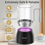 Secura Detachable Milk Frother and Steamer, 17oz Electric Milk Warmer with Glass Jug, 4-in-1 Hot & Cold Foam Maker for Latte, Cappuccinos & Hot Chocolate, Dishwasher Safe, BPA & Teflon-Free Design